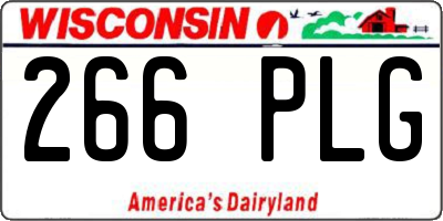 WI license plate 266PLG