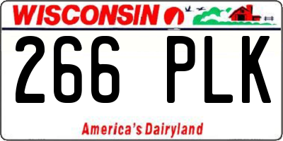 WI license plate 266PLK