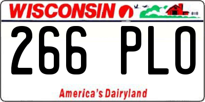 WI license plate 266PLO