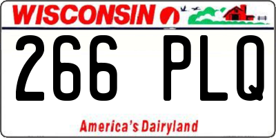 WI license plate 266PLQ