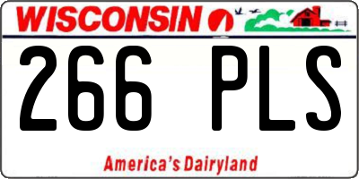 WI license plate 266PLS