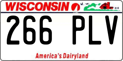 WI license plate 266PLV
