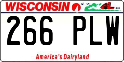 WI license plate 266PLW