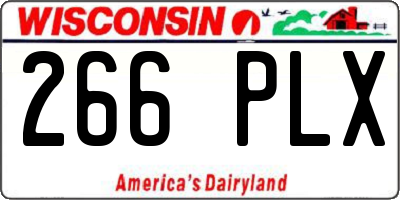 WI license plate 266PLX