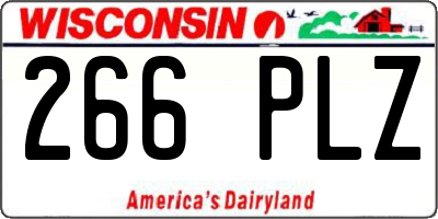 WI license plate 266PLZ