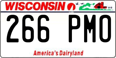 WI license plate 266PMO