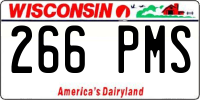 WI license plate 266PMS