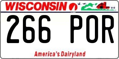 WI license plate 266POR