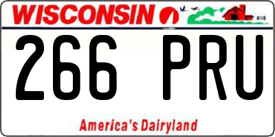 WI license plate 266PRU