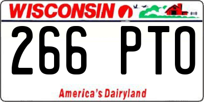WI license plate 266PTO