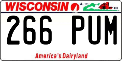 WI license plate 266PUM