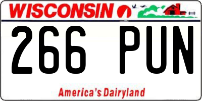 WI license plate 266PUN