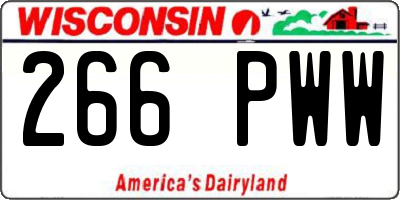 WI license plate 266PWW