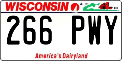 WI license plate 266PWY