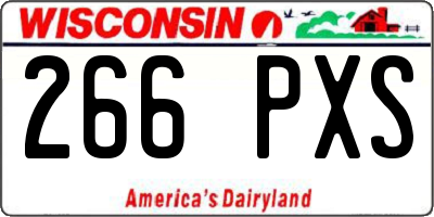 WI license plate 266PXS