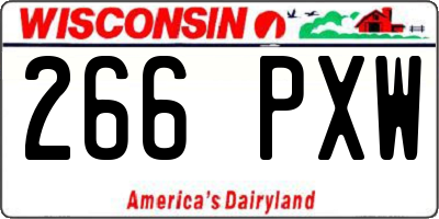WI license plate 266PXW