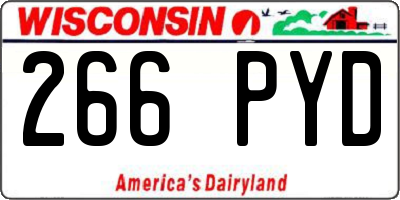 WI license plate 266PYD