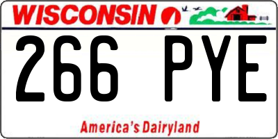 WI license plate 266PYE