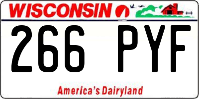 WI license plate 266PYF