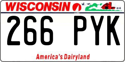 WI license plate 266PYK