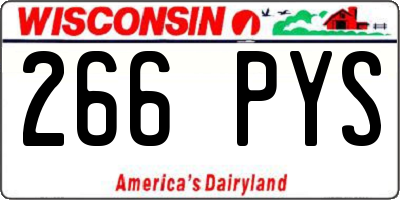 WI license plate 266PYS