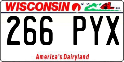 WI license plate 266PYX