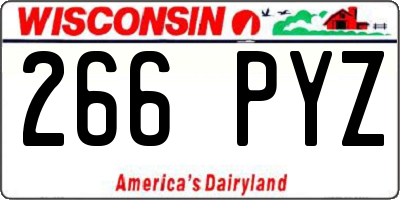 WI license plate 266PYZ