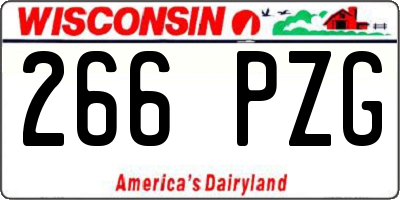 WI license plate 266PZG