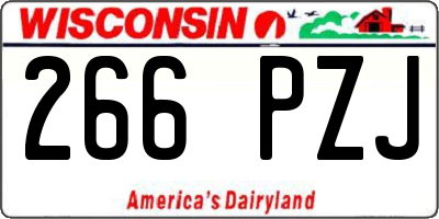 WI license plate 266PZJ