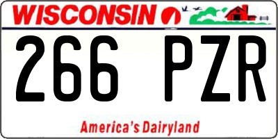 WI license plate 266PZR
