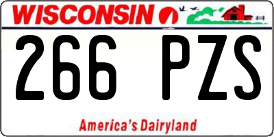 WI license plate 266PZS