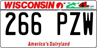 WI license plate 266PZW