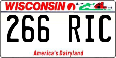 WI license plate 266RIC