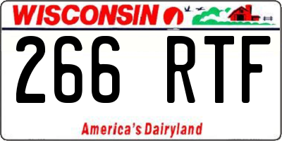 WI license plate 266RTF