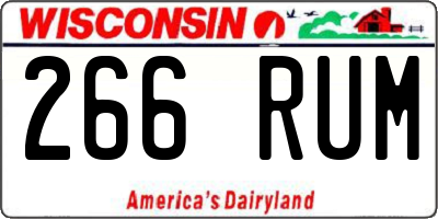WI license plate 266RUM