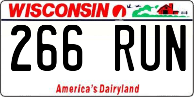 WI license plate 266RUN