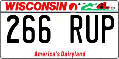 WI license plate 266RUP