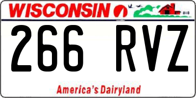 WI license plate 266RVZ