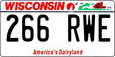 WI license plate 266RWE