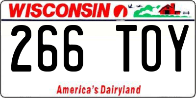 WI license plate 266TOY