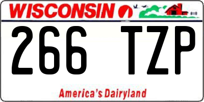 WI license plate 266TZP