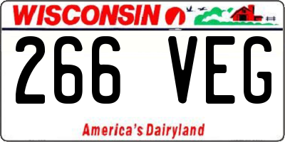 WI license plate 266VEG
