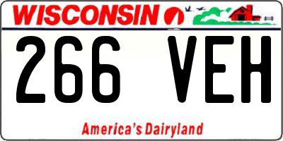 WI license plate 266VEH