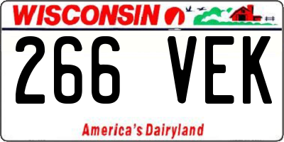 WI license plate 266VEK