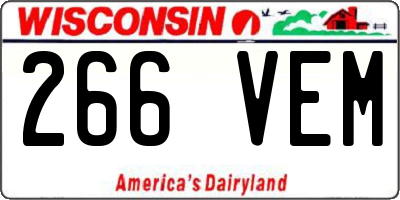 WI license plate 266VEM