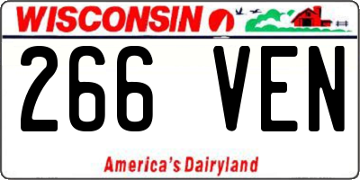 WI license plate 266VEN