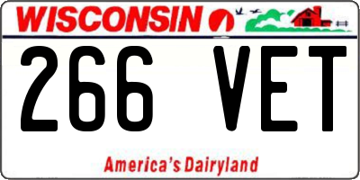 WI license plate 266VET