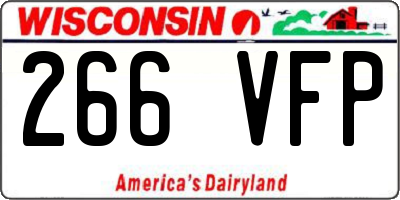WI license plate 266VFP