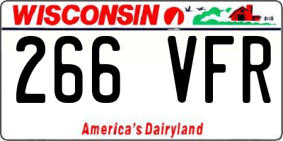 WI license plate 266VFR