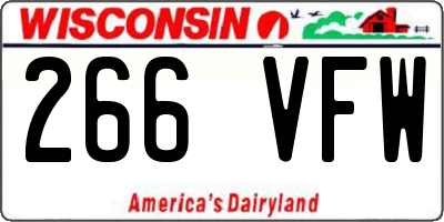 WI license plate 266VFW